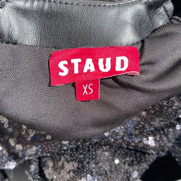 STAUD - Black Sequins Long Sleeve Mini Cut Out Dress - XS - Picture 13 of 15